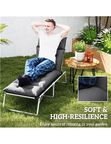 Outsunny Sun Lounger Cushion Only, 190x56x10cm Garden Lounge Chair Cushion, UPF20+ 220gsm Fabric, Thick Sunbed Replacement Cushi