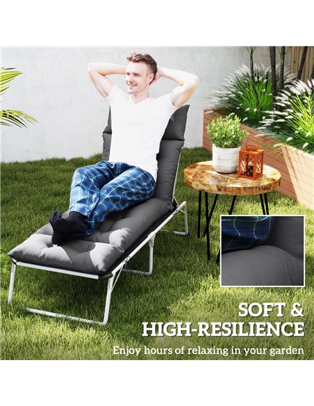 Outsunny Sun Lounger Cushion Only, 190x56x10cm Garden Lounge Chair Cushion, UPF20+ 220gsm Fabric, Thick Sunbed Replacement Cushi - pic 118438 | FastDaddyshop