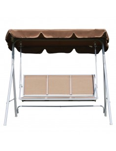 Outsunny Outdoor 3 Seater Garden Swing Chair, Brown