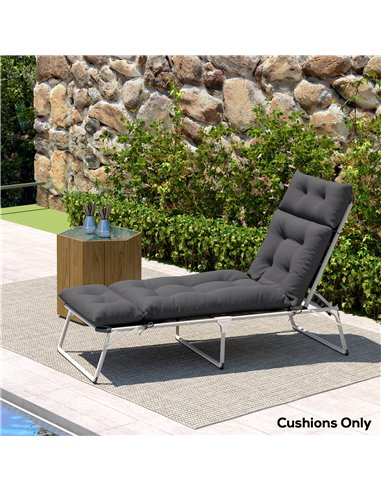 Outsunny Sun Lounger Cushion Only, 190x56x10cm Garden Lounge Chair Cushion, UPF20+ 220gsm Fabric, Thick Sunbed Replacement Cushi