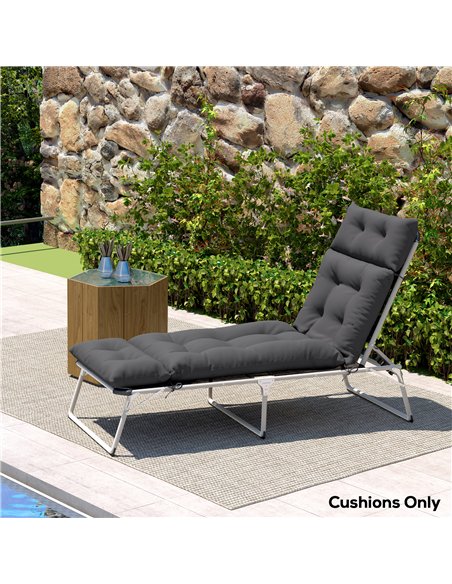 Outsunny Sun Lounger Cushion Only, 190x56x10cm Garden Lounge Chair Cushion, UPF20+ 220gsm Fabric, Thick Sunbed Replacement Cushi - pic 118441 | FastDaddyshop