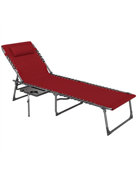 Outsunny Folding Sun Lounger with Side Table, 5-Level Adjustable Reclining Sun Lounger Chair, Portable Garden Recliner Sunbed wi - pic 118443 | FastDaddyshop