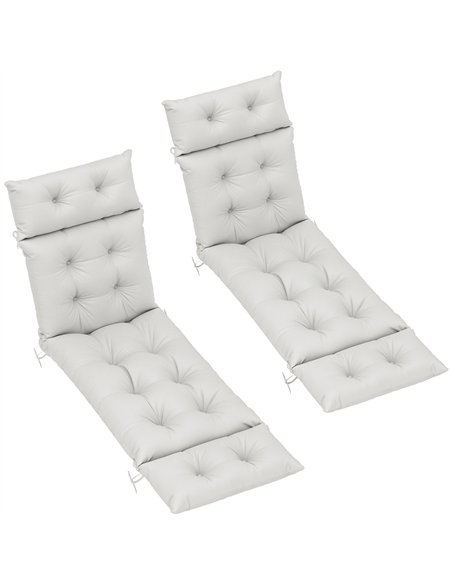 Outsunny Sun Lounger Cushions Only, 190x56x10cm Garden Lounge Chair Cushions Set of 2, UPF20+ 220gsm Fabric, Thick Sunbed Replac - pic 118452 | FastDaddyshop