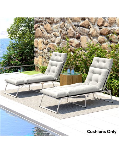 Outsunny Sun Lounger Cushions Only, 190x56x10cm Garden Lounge Chair Cushions Set of 2, UPF20+ 220gsm Fabric, Thick Sunbed Replac - pic 118453 | FastDaddyshop