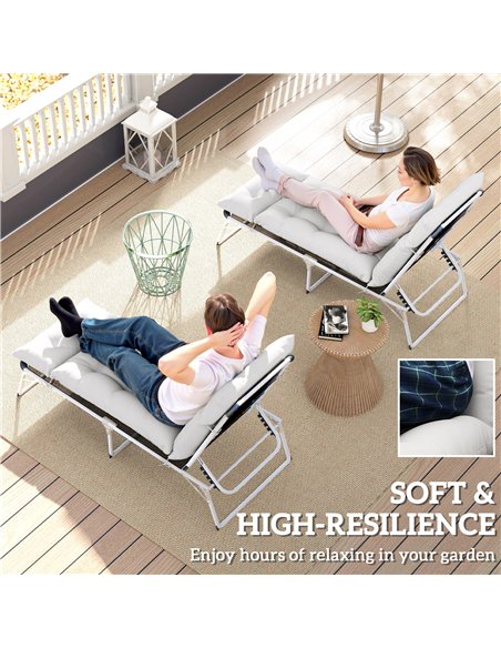 Outsunny Sun Lounger Cushions Only, 190x56x10cm Garden Lounge Chair Cushions Set of 2, UPF20+ 220gsm Fabric, Thick Sunbed Replac - pic 118456 | FastDaddyshop