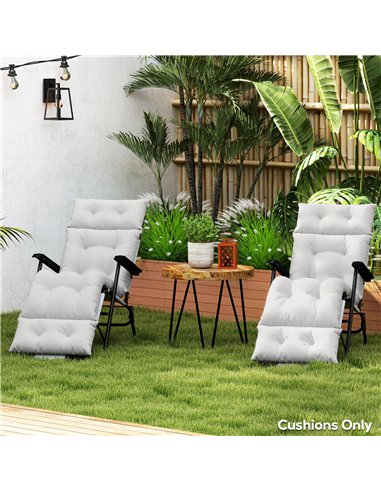 Outsunny Sun Lounger Cushions Only, 190x56x10cm Garden Lounge Chair Cushions Set of 2, UPF20+ 220gsm Fabric, Thick Sunbed Replac