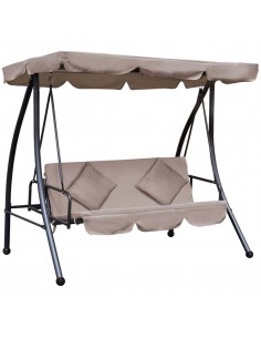 Outsunny 3 Seater Garden Outdoor 2-in-1 Swing Chair Lounger with Cushion, Beige