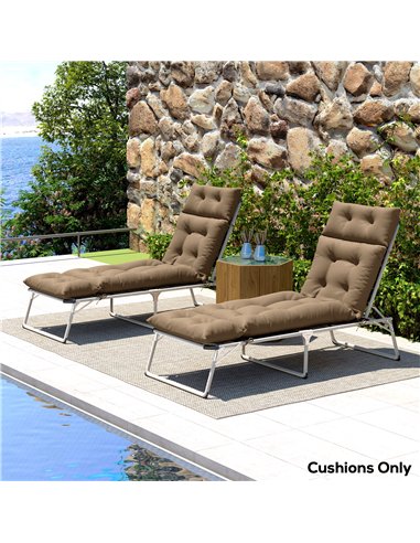 Outsunny Sun Lounger Cushions Only, 190x56x10cm Garden Lounge Chair Cushions Set of 2, UPF20+ 220gsm Fabric, Thick Sunbed Replac