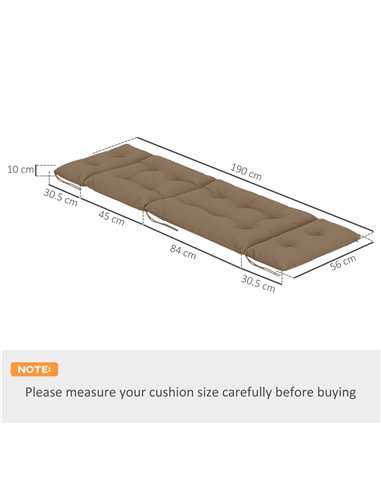 Outsunny Sun Lounger Cushions Only, 190x56x10cm Garden Lounge Chair Cushions Set of 2, UPF20+ 220gsm Fabric, Thick Sunbed Replac