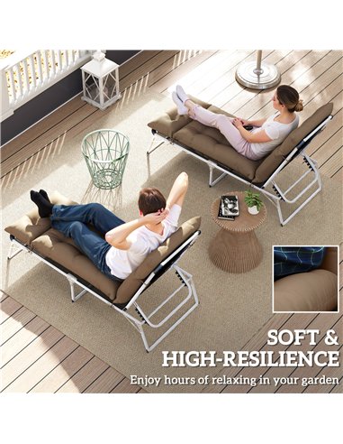 Outsunny Sun Lounger Cushions Only, 190x56x10cm Garden Lounge Chair Cushions Set of 2, UPF20+ 220gsm Fabric, Thick Sunbed Replac