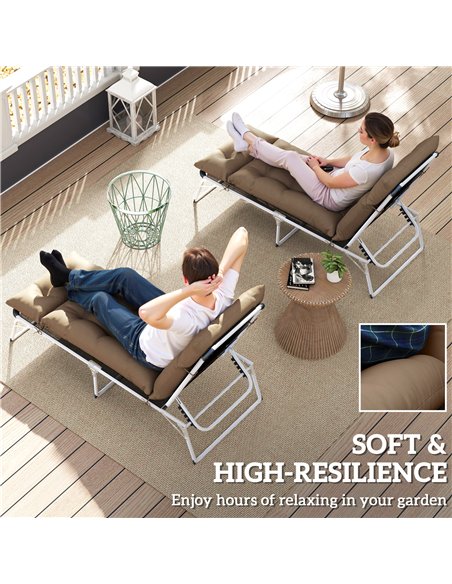 Outsunny Sun Lounger Cushions Only, 190x56x10cm Garden Lounge Chair Cushions Set of 2, UPF20+ 220gsm Fabric, Thick Sunbed Replac - pic 118465 | FastDaddyshop