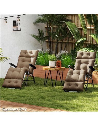 Outsunny Sun Lounger Cushions Only, 190x56x10cm Garden Lounge Chair Cushions Set of 2, UPF20+ 220gsm Fabric, Thick Sunbed Replac