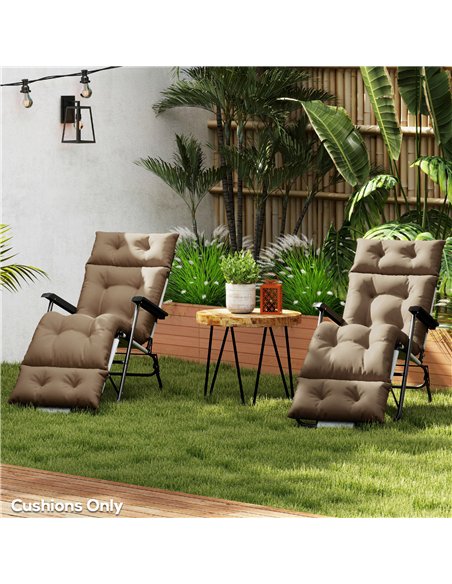 Outsunny Sun Lounger Cushions Only, 190x56x10cm Garden Lounge Chair Cushions Set of 2, UPF20+ 220gsm Fabric, Thick Sunbed Replac - pic 118468 | FastDaddyshop