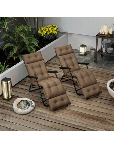 Outsunny Sun Lounger Cushions Only, 190x56x10cm Garden Lounge Chair Cushions Set of 2, UPF20+ 220gsm Fabric, Thick Sunbed Replac - pic 118469 | FastDaddyshop