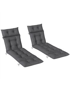 Outsunny Sun Lounger Cushions Only, 190x56x10cm Garden Lounge Chair Cushions Set of 2, UPF20+ 220gsm Fabric, Thick Sunbed Replac
