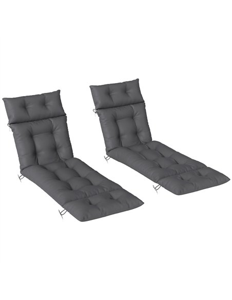 Outsunny Sun Lounger Cushions Only, 190x56x10cm Garden Lounge Chair Cushions Set of 2, UPF20+ 220gsm Fabric, Thick Sunbed Replac - pic 118470 | FastDaddyshop