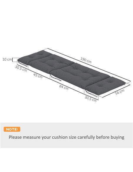 Outsunny Sun Lounger Cushions Only, 190x56x10cm Garden Lounge Chair Cushions Set of 2, UPF20+ 220gsm Fabric, Thick Sunbed Replac - pic 118472 | FastDaddyshop