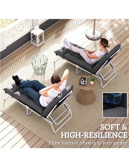 Outsunny Sun Lounger Cushions Only, 190x56x10cm Garden Lounge Chair Cushions Set of 2, UPF20+ 220gsm Fabric, Thick Sunbed Replac - pic 118474 | FastDaddyshop
