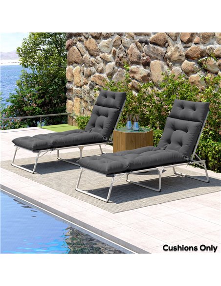 Outsunny Sun Lounger Cushions Only, 190x56x10cm Garden Lounge Chair Cushions Set of 2, UPF20+ 220gsm Fabric, Thick Sunbed Replac - pic 118477 | FastDaddyshop