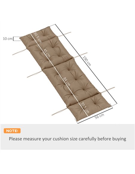 Outsunny Sun Lounger Cushion Only, 190x56x10cm Garden Lounge Chair Cushion, UPF20+ 220gsm Fabric, Thick Sunbed Replacement Cushi - pic 118490 | FastDaddyshop