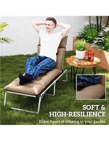 Outsunny Sun Lounger Cushion Only, 190x56x10cm Garden Lounge Chair Cushion, UPF20+ 220gsm Fabric, Thick Sunbed Replacement Cushi