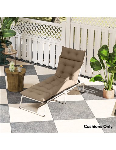 Outsunny Sun Lounger Cushion Only, 190x56x10cm Garden Lounge Chair Cushion, UPF20+ 220gsm Fabric, Thick Sunbed Replacement Cushi
