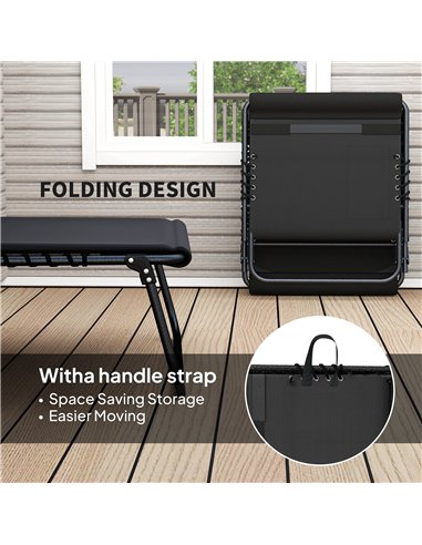 Outsunny Folding Sun Loungers Set of 2, Recliner Garden Chairs with Quick Drying Pad Headrest Side Pocket, Garden Sun Loungers f