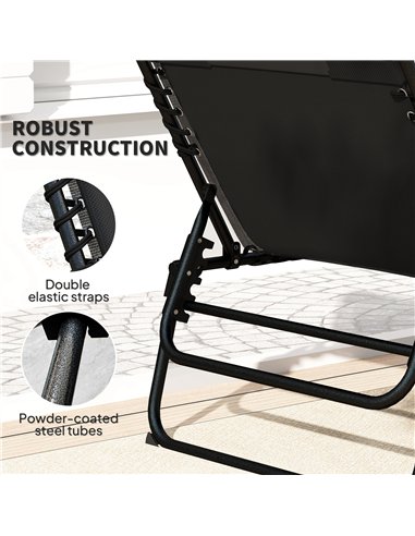 Outsunny Folding Sun Loungers Set of 2, Recliner Garden Chairs with Quick Drying Pad Headrest Side Pocket, Garden Sun Loungers f