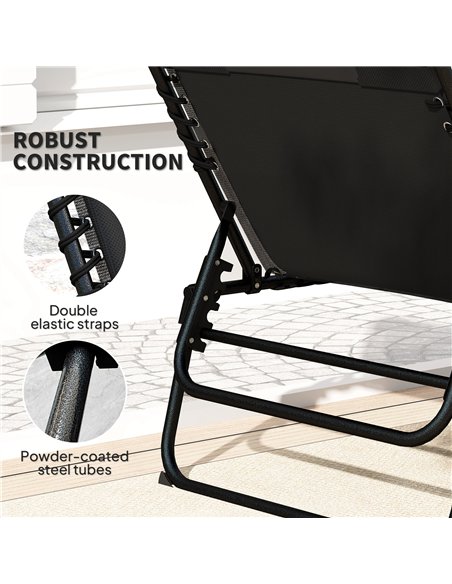 Outsunny Folding Sun Loungers Set of 2, Recliner Garden Chairs with Quick Drying Pad Headrest Side Pocket, Garden Sun Loungers f - pic 118503 | FastDaddyshop