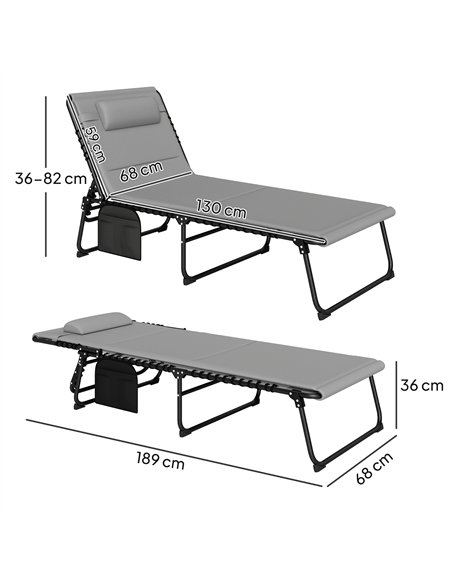 Outsunny Folding Sun Loungers Set of 2, Recliner Garden Chairs with Quick Drying Pad Headrest Side Pocket, Garden Sun Loungers f - pic 118508 | FastDaddyshop