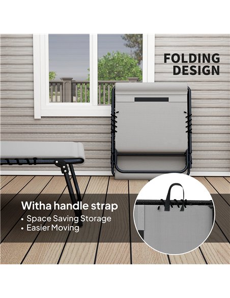 Outsunny Folding Sun Loungers Set of 2, Recliner Garden Chairs with Quick Drying Pad Headrest Side Pocket, Garden Sun Loungers f - pic 118510 | FastDaddyshop
