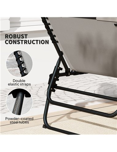 Outsunny Folding Sun Loungers Set of 2, Recliner Garden Chairs with Quick Drying Pad Headrest Side Pocket, Garden Sun Loungers f
