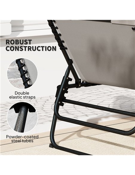 Outsunny Folding Sun Loungers Set of 2, Recliner Garden Chairs with Quick Drying Pad Headrest Side Pocket, Garden Sun Loungers f - pic 118512 | FastDaddyshop