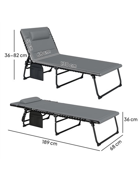 Outsunny Folding Sun Loungers Set of 2, Recliner Garden Chairs with Quick Drying Pad Headrest Side Pocket, Garden Sun Loungers f - pic 118517 | FastDaddyshop
