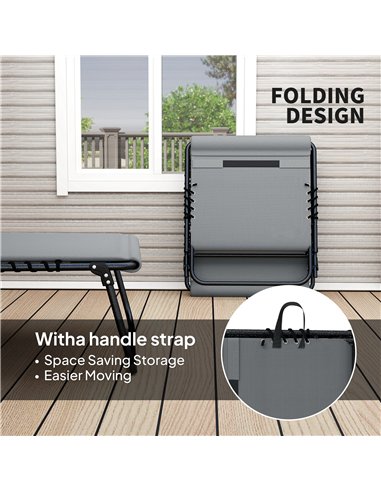 Outsunny Folding Sun Loungers Set of 2, Recliner Garden Chairs with Quick Drying Pad Headrest Side Pocket, Garden Sun Loungers f