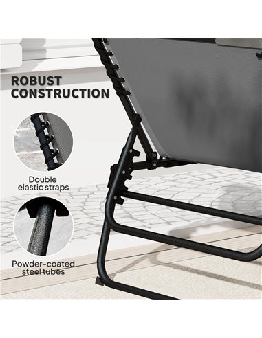 Outsunny Folding Sun Loungers Set of 2, Recliner Garden Chairs with Quick Drying Pad Headrest Side Pocket, Garden Sun Loungers f