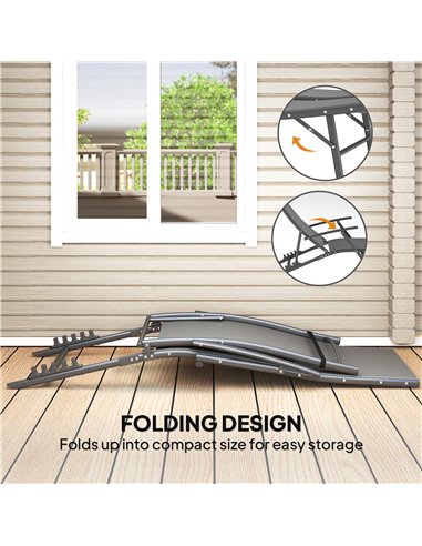 Outsunny Set of 2 Folding Sun Loungers for Garden, 4 Positions Adjustable Outdoor Chaise Lounge Chairs with Armrests, Pillows, S