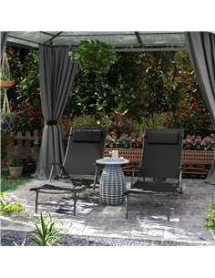 Outsunny Set of 2 Folding Sun Loungers for Garden, 4 Positions Adjustable Outdoor Chaise Lounge Chairs with Armrests, Pillows, S 2