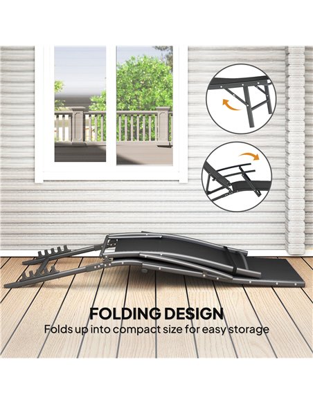 Outsunny Set of 2 Folding Sun Loungers for Garden, 4 Positions Adjustable Outdoor Chaise Lounge Chairs with Armrests, Pillows, S - pic 118539 | FastDaddyshop