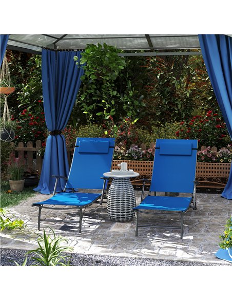 Outsunny Set of 2 Folding Sun Loungers for Garden, 4 Positions Adjustable Outdoor Chaise Lounge Chairs with Armrests, Pillows, S - pic 118543 | FastDaddyshop