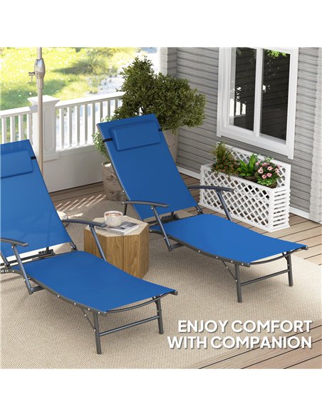 Outsunny Set of 2 Folding Sun Loungers for Garden, 4 Positions Adjustable Outdoor Chaise Lounge Chairs with Armrests, Pillows, S - pic 118547 | FastDaddyshop
