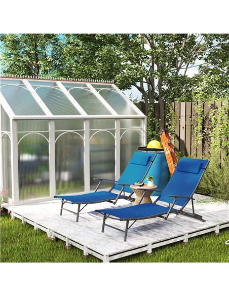 Outsunny Set of 2 Folding Sun Loungers for Garden, 4 Positions Adjustable Outdoor Chaise Lounge Chairs with Armrests, Pillows, S - pic 118549 | FastDaddyshop
