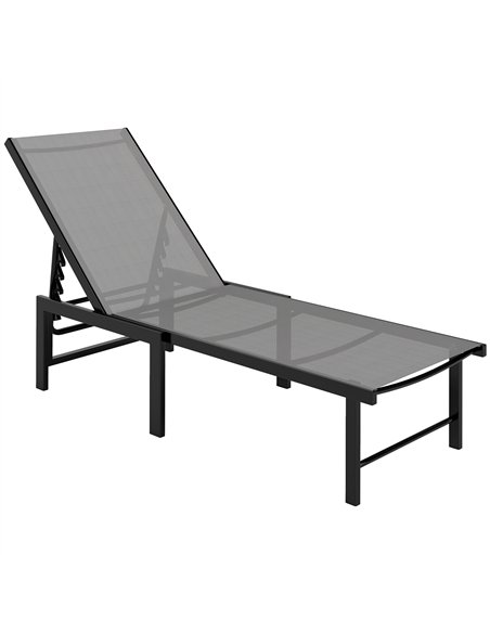 Outsunny Sun Lounger for Garden, 5-Level Adjustable Reclining Sun Lounger Chair, Flat Garden Lounger Sunbed with Texteline Seat, - pic 118551 | FastDaddyshop