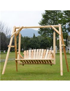 Outsunny Outdoor 2 Seater Larch Wooden Garden Porch Swing Chair 2