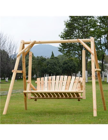Outsunny Outdoor 2 Seater Larch Wood Wooden Garden Porch Swing Chair  Hammock Bench Lounger - pic 11856 | FastDaddyshop