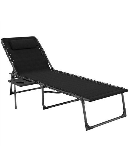 Outsunny Folding Sun Lounger with Side Table, 5-Level Adjustable Reclining Sun Lounger Chair, Portable Garden Recliner Sunbed wi - pic 118560 | FastDaddyshop