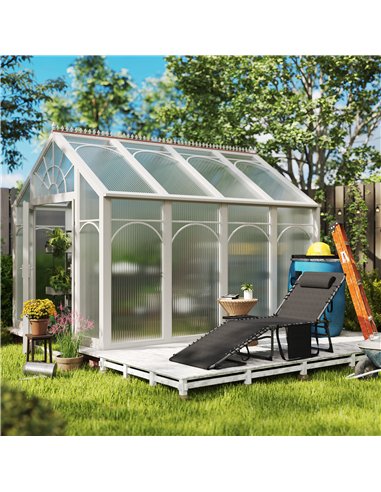 Outsunny Folding Sun Lounger with Side Table, 5-Level Adjustable Reclining Sun Lounger Chair, Portable Garden Recliner Sunbed wi