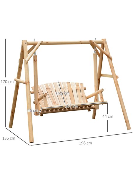 Outsunny Outdoor 2 Seater Larch Wood Wooden Garden Porch Swing Chair  Hammock Bench Lounger - pic 11857 | FastDaddyshop