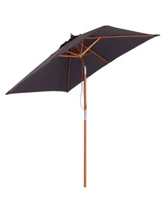 Outsunny 2m x 1.5m Garden Parasol Umbrella with Tilting Sunshade Canopy, Outdoor Market Table Umbrella with Wood and Bamboo Fram