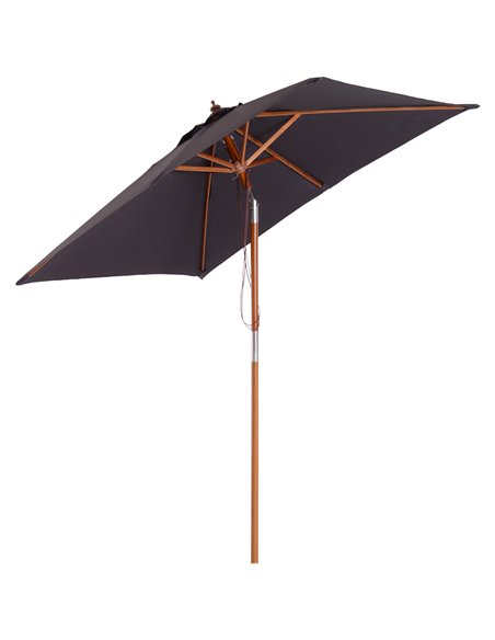 Outsunny 2m x 1.5m Garden Parasol Umbrella with Tilting Sunshade Canopy, Outdoor Market Table Umbrella with Wood and Bamboo Fram - pic 118587 | FastDaddyshop